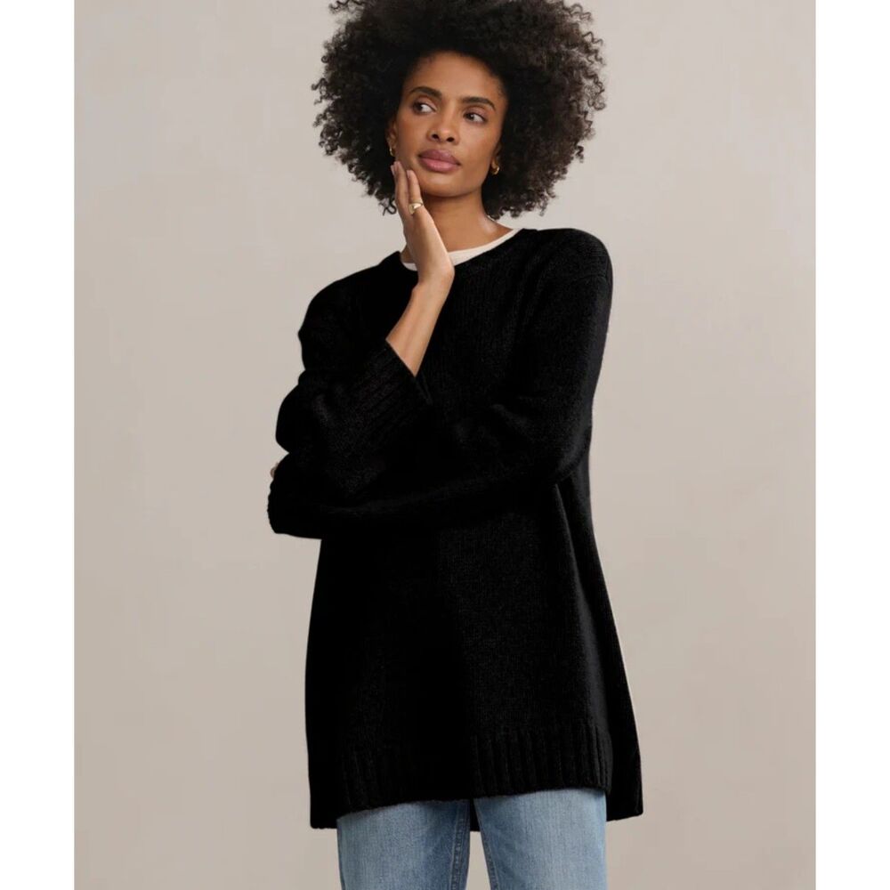 NEW Jenni Kayne 100% Cashmere Amelia Crew Neck Oversized Sweater in Black Sz XXS - Picture 2 of 16